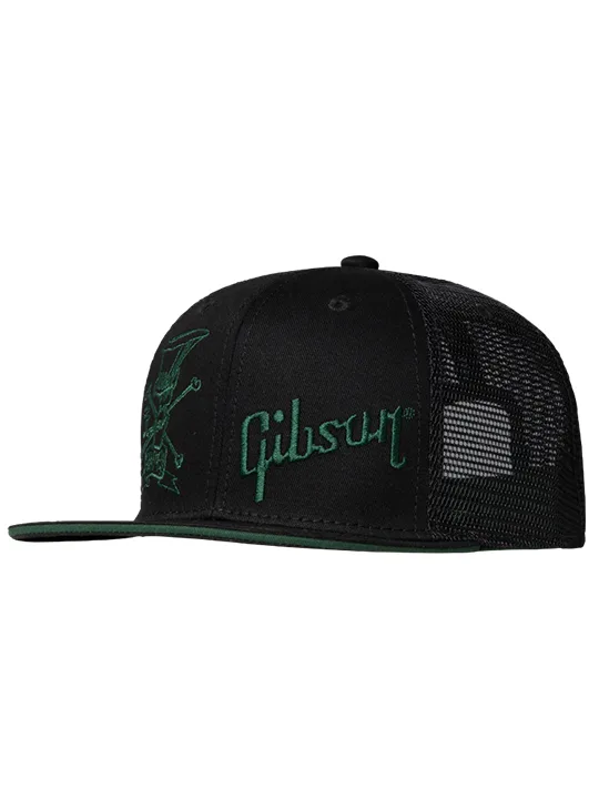 Gibson Slash 'Skully' Trucker Hat, Black & Green