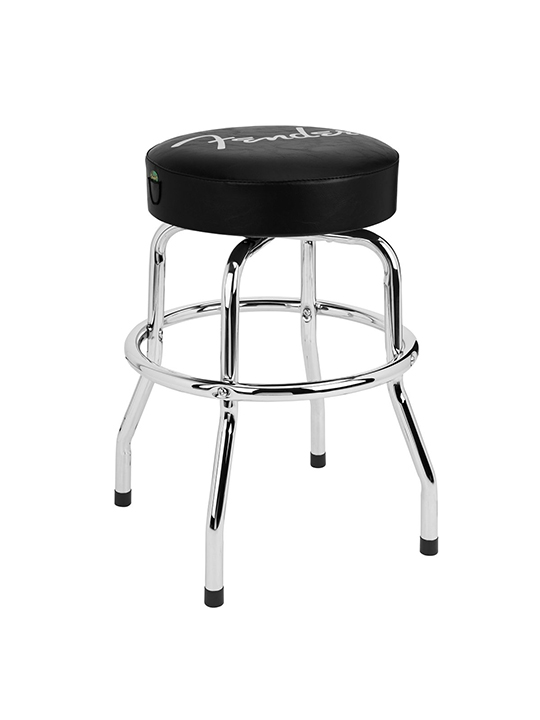 Fender Spaghetti Logo Pick Pouch Barstool, Black and Chrome